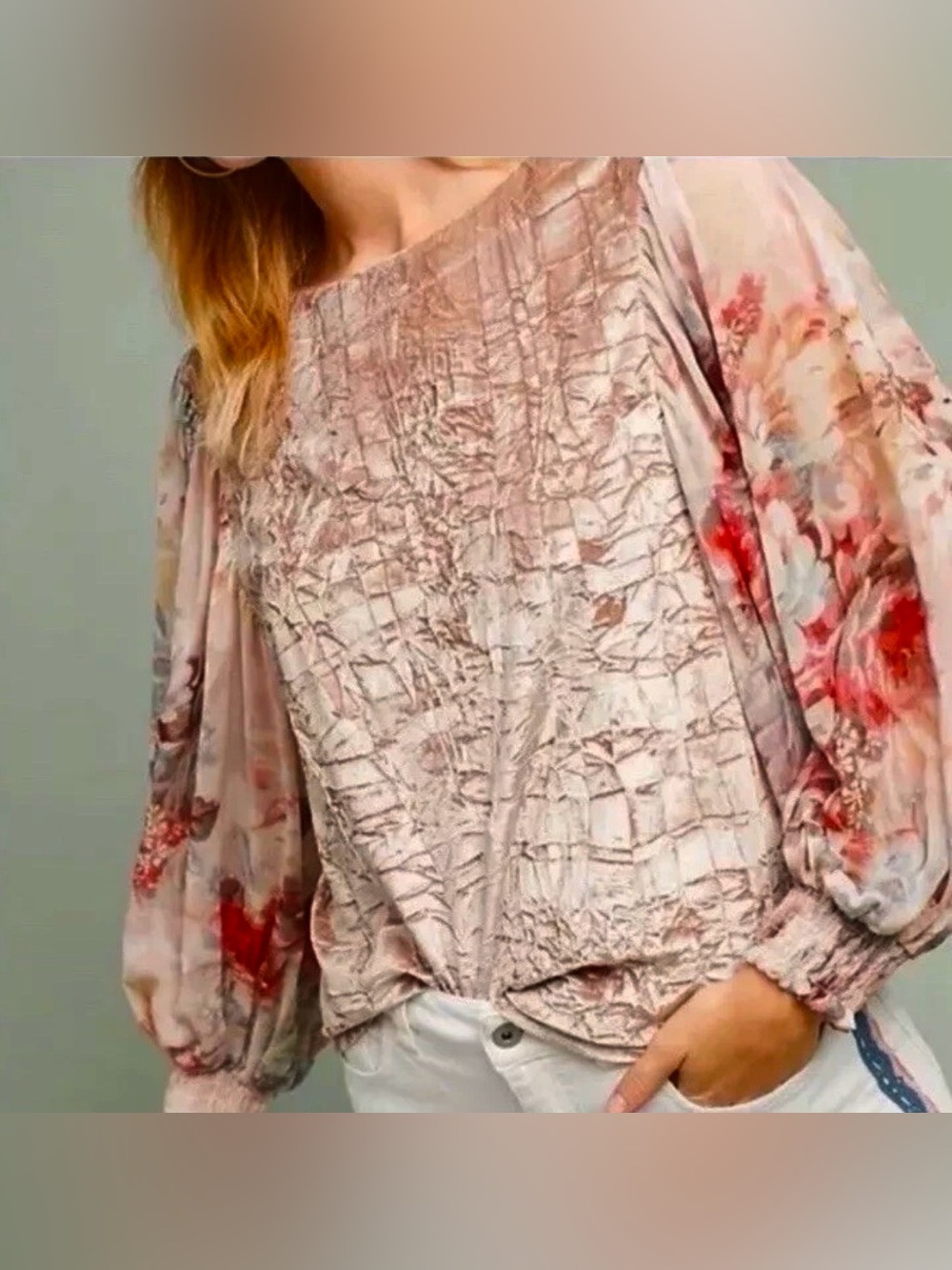 LN WOMENS XL (bust 48”) ANTHROPOLOGIE MEADOW RUE VELVET CHIFFON SHIRT TOP BLOUSE